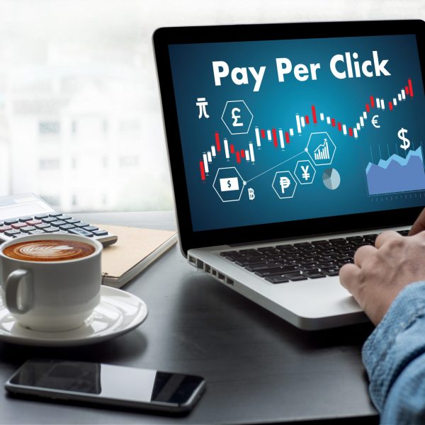 PPC - Pay Per Click concept Businessman working concept